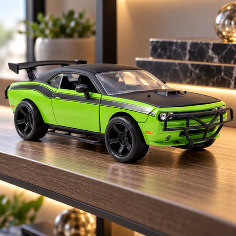 Model Szybcy i wściekli Dodge Challenger SRT8 Off-Road 1:24 – zielono-czarny – zdjęcie poglądowe (AI)