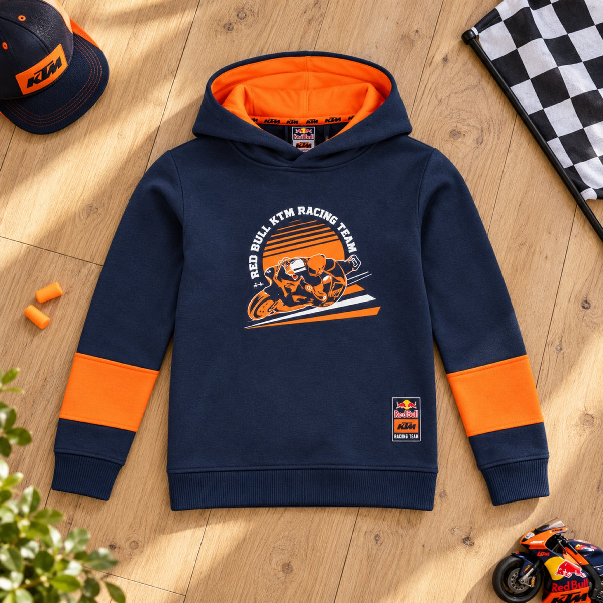 Dziecięca bluza z kapturem KTM Red Bull Racing GRID – granatowa – 164 cm – zdjęcie poglądowe (AI)