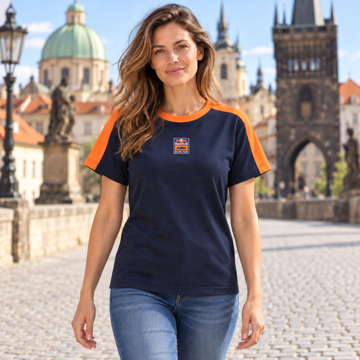 Damska koszulka KTM Red Bull Racing GRID – granatowa – zdjęcie poglądowe (AI)
