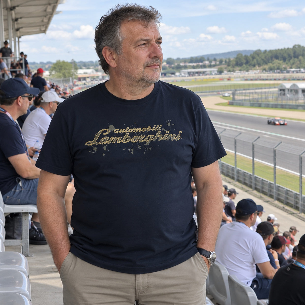 Koszulka Lamborghini Casual z logo – granatowa – zdjęcie poglądowe (AI)