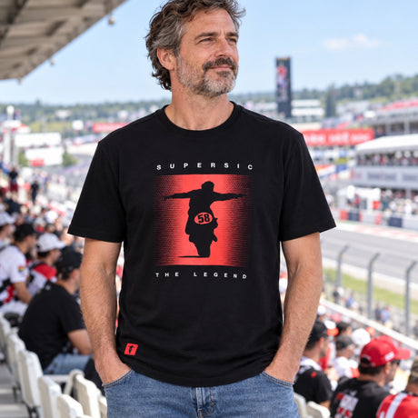 Koszulka kibica Marco Simoncelli Iconic – czarna – zdjęcie poglądowe (AI)
