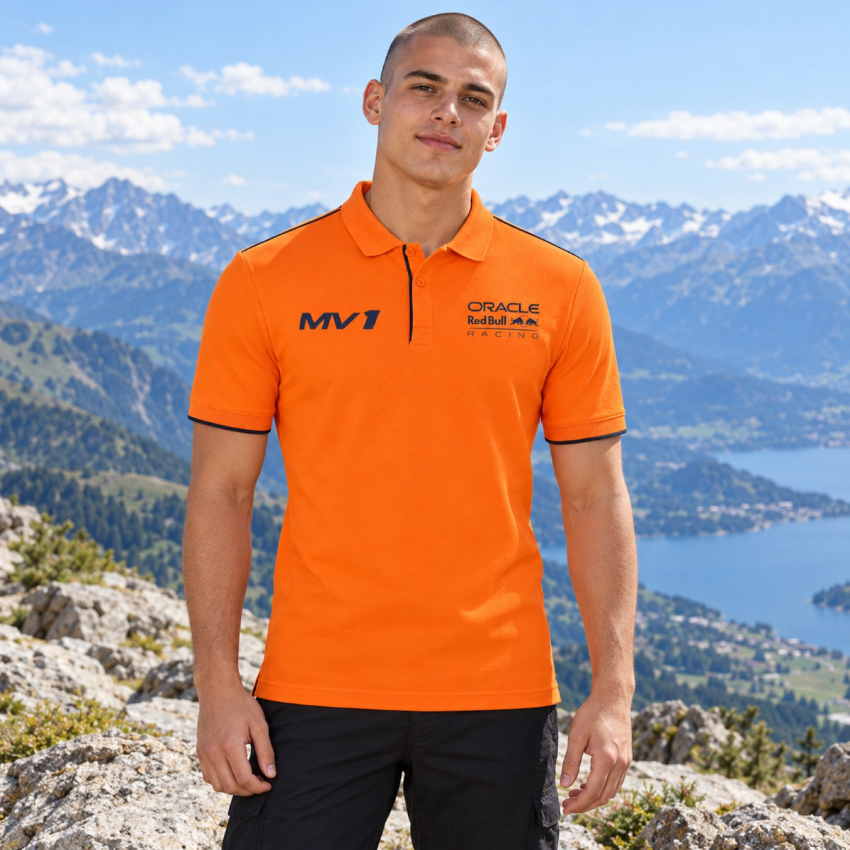 Koszulka polo casual Max Verstappen MV1 – pomarańczowa – zdjęcie poglądowe (AI)