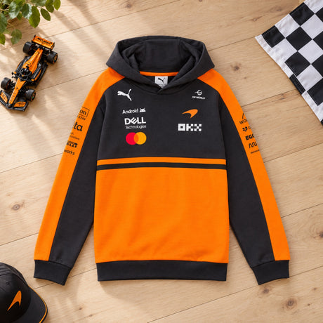 McLaren F1 Team Kids' Hoodie 2026 – Orange/Grey – ilustrační foto (AI)