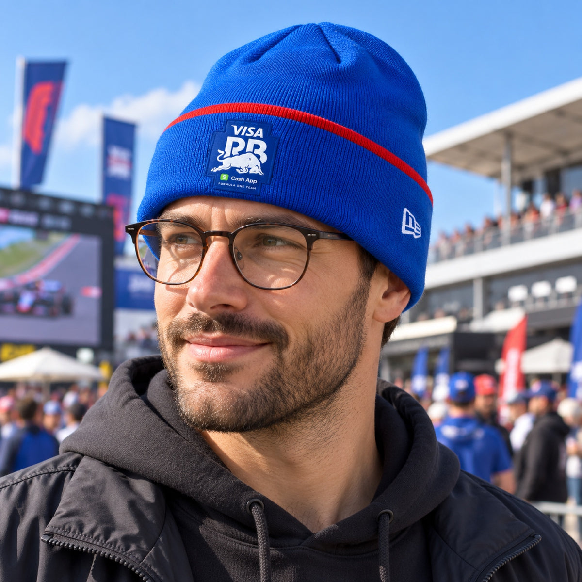 Visa Cash App RB Beanie with Logo – Blue – illustrative photo (AI)