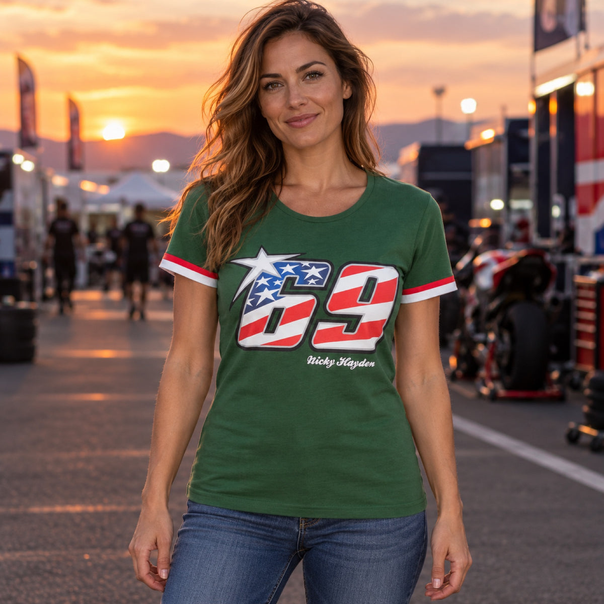 Nicky Hayden Women's T-Shirt with Logo – illustrative photo (AI)