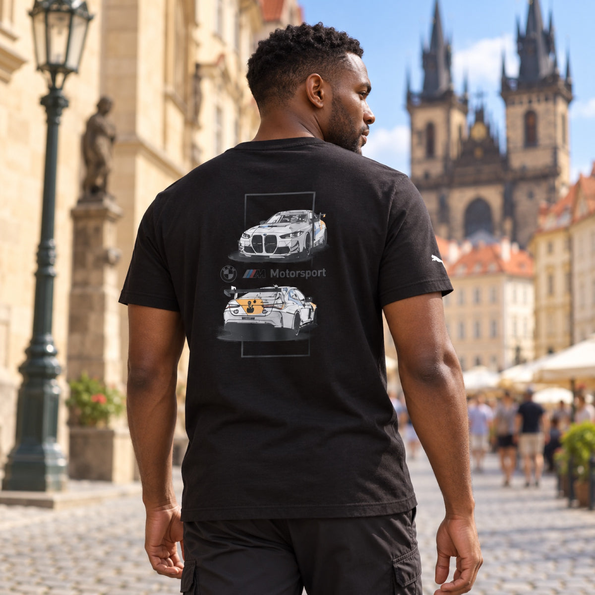 BMW Motorsport Fan T-Shirt with Racing Motif – Black – illustrative photo (AI)