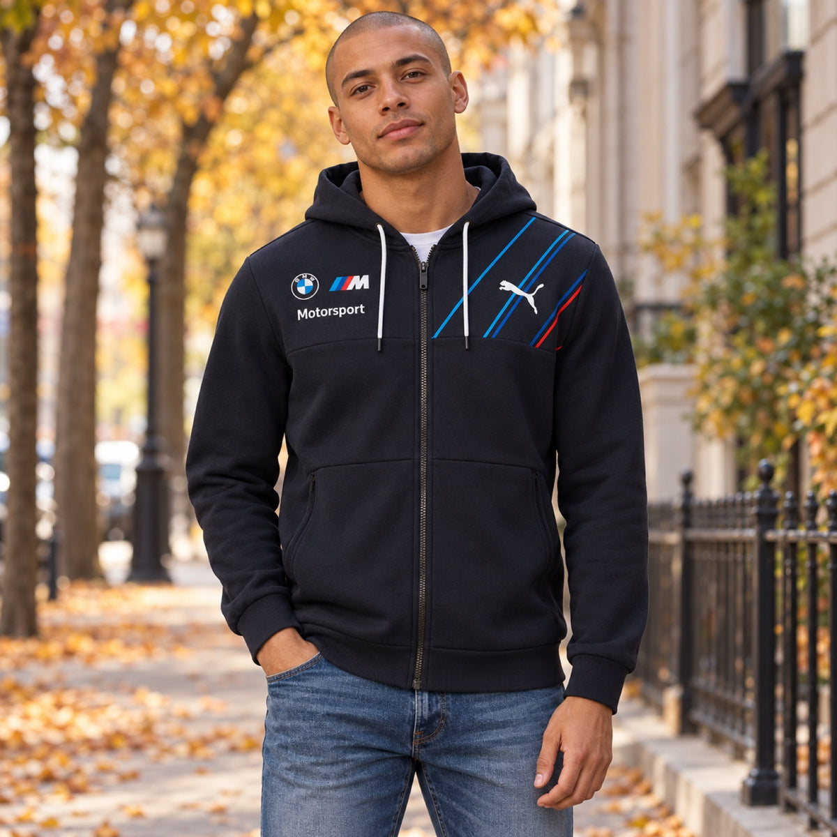 BMW Motorsport Team Hoodie – Navy Blue – illustrative photo (AI)