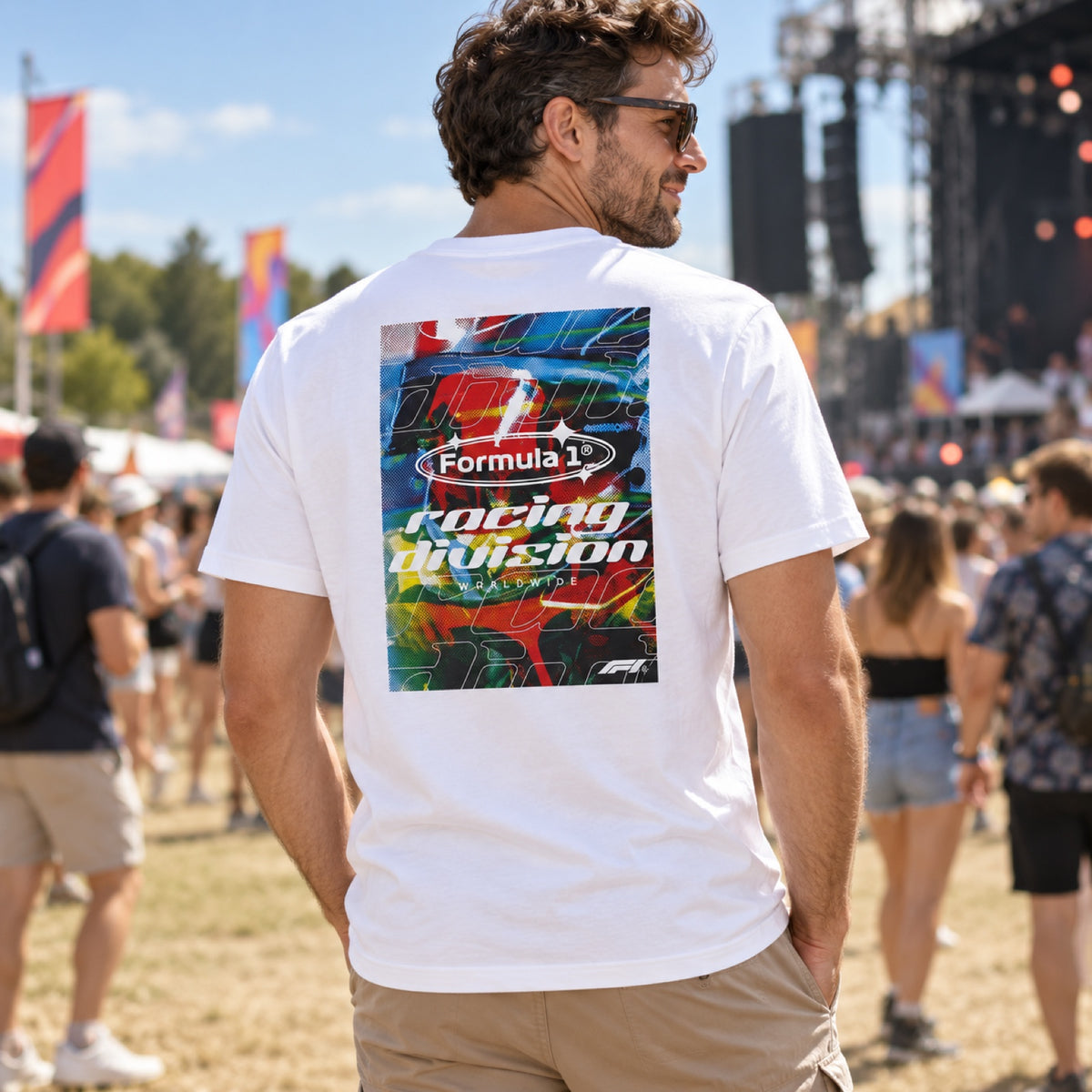Koszulka casual Formuła 1 Racing Division – biała – zdjęcie poglądowe (AI)