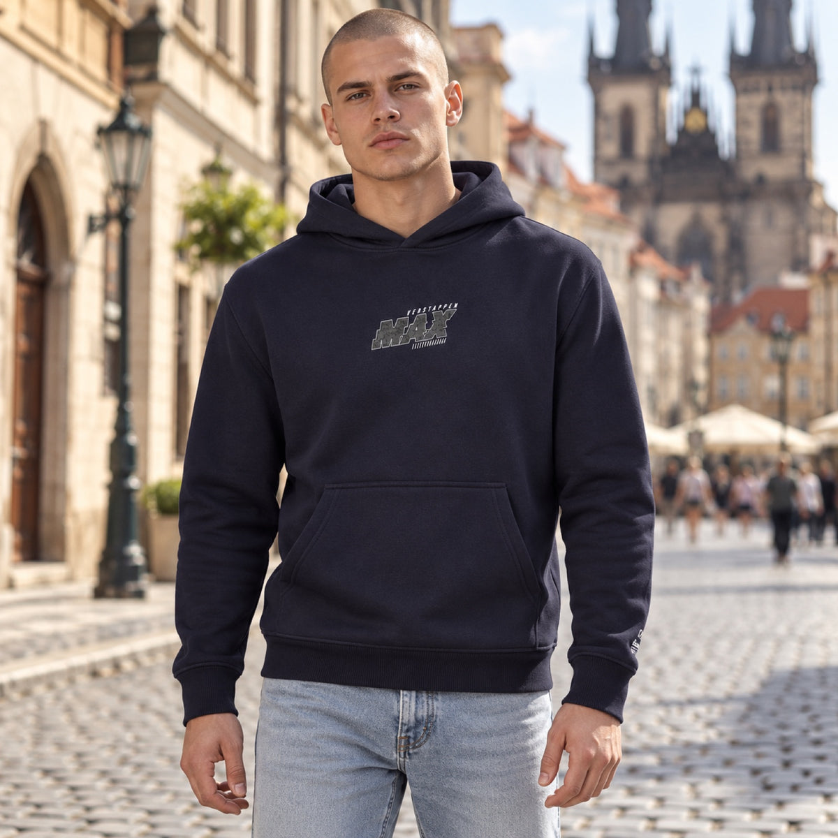 Oracle Red Bull Racing Max Verstappen PIXEL Hoodie – Navy – illustrative photo (AI)