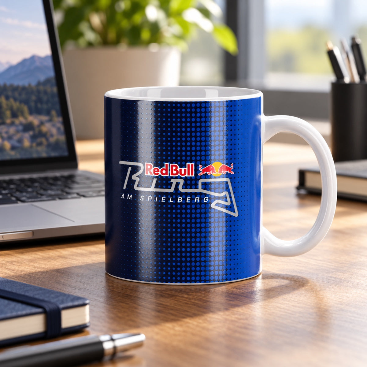 Kubek ceramiczny Red Bull Ring – niebieski – zdjęcie poglądowe (AI)