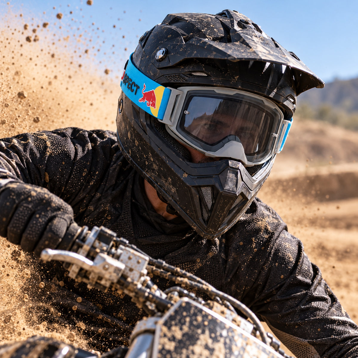 Gogle motocrossowe Red Bull Spect STRIVE – szare z przydymioną szybą – zdjęcie poglądowe (AI)