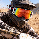 Gogle motocrossowe Red Bull Spect TORP – czarno-białe z czerwoną szybą – zdjęcie poglądowe (AI)