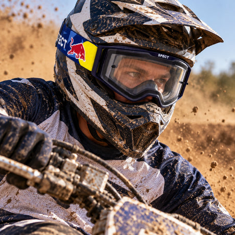 Gogle motocrossowe Red Bull Spect TORP – niebieskie z przezroczystą szybą – zdjęcie poglądowe (AI)