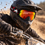 Gogle motocrossowe Red Bull Spect WHIP – czarne z czerwono-żółtą szybą – zdjęcie poglądowe (AI)