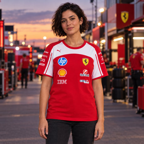 Scuderia Ferrari F1 x Puma Women's Team T-Shirt with Sponsor Logos – illustrative photo (AI)
