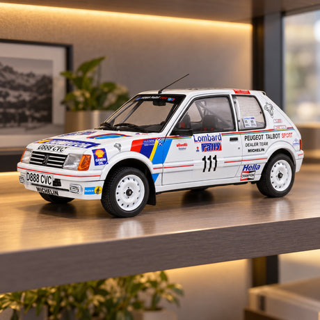 Solido Peugeot 205 GTI Colin McRae Model 1:18 – Lombard Rally 1988 – illustrative photo (AI)