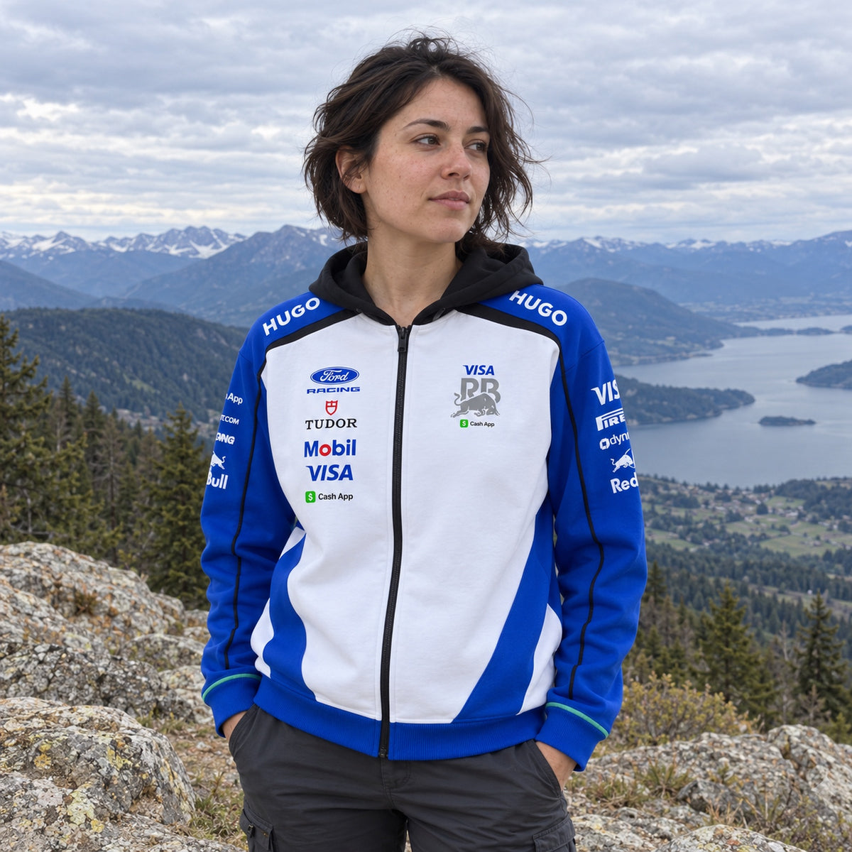 Visa Cash App Racing Bulls Team Zip Hoodie with Sponsor Logos – Team Edition – ilustrační foto 2 (AI)