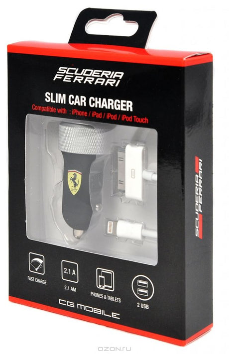 Ładowarka samochodowa Scuderia Ferrari do iPhone'a czarna