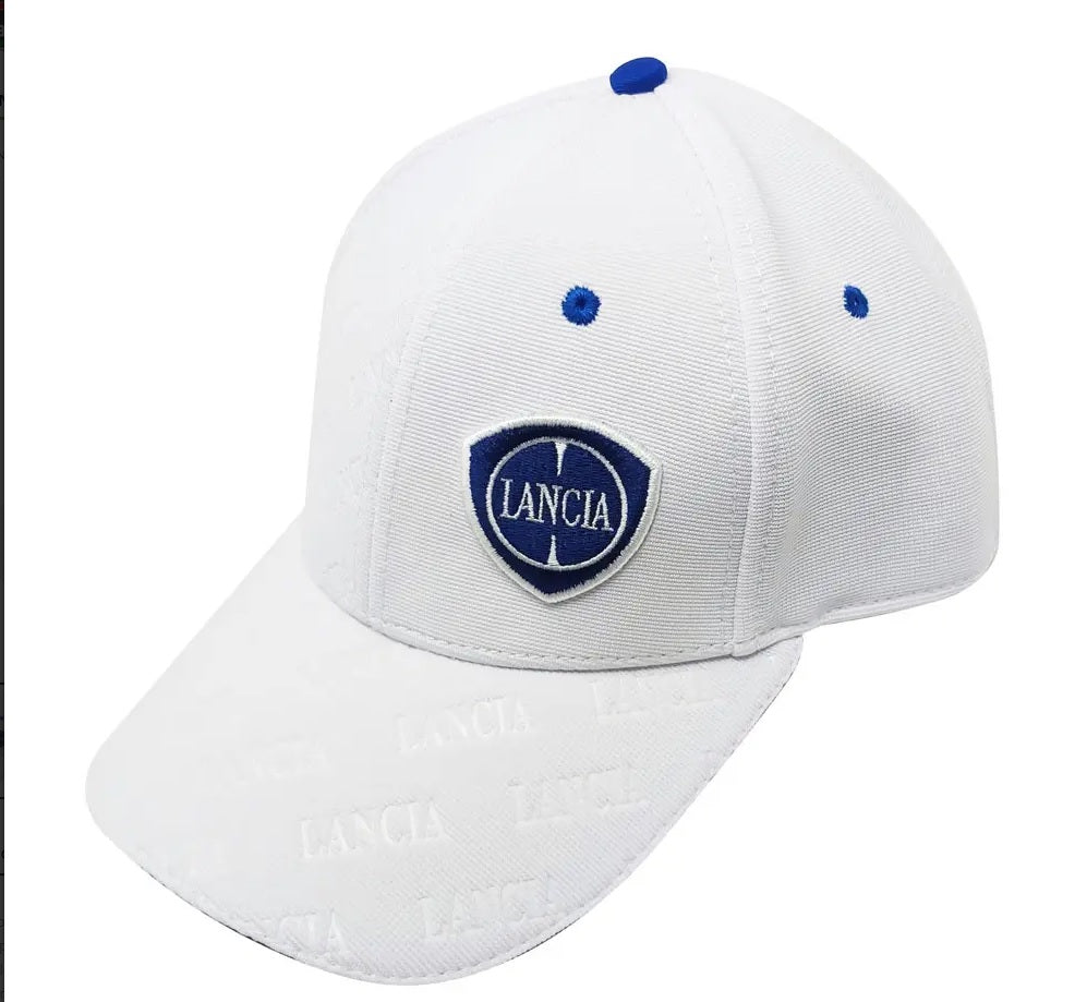 Lancia Cap with Embroidered Logo – White