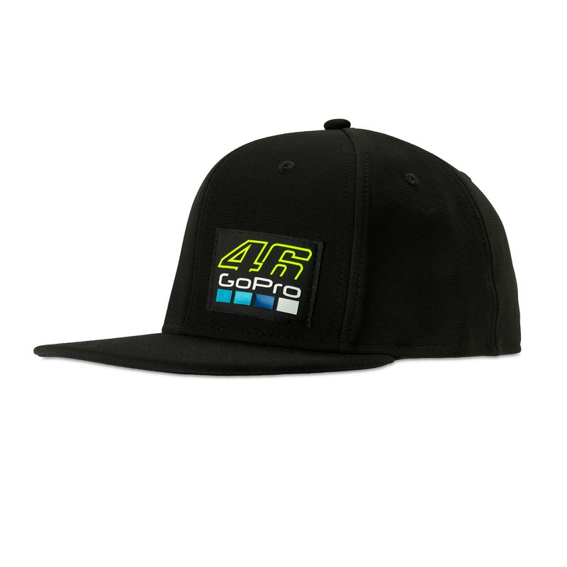 Czapka z daszkiem VR46 Valentino Rossi GoPro – czarna, prosty daszek