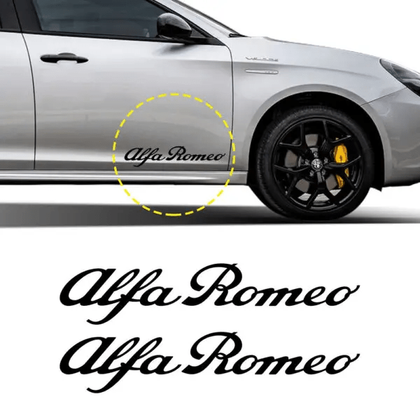 Duża naklejka z napisem Alfa Romeo, zestaw 2 szt.