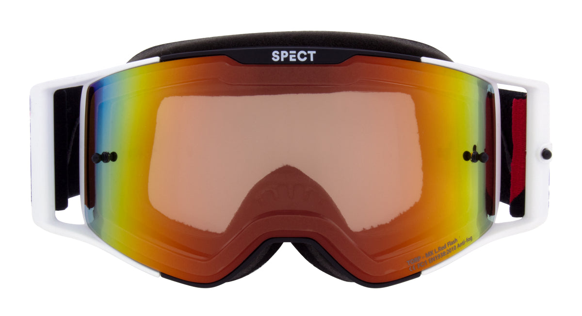 Gogle motocrossowe Red Bull Spect TORP czarno-białe z czerwoną szybą