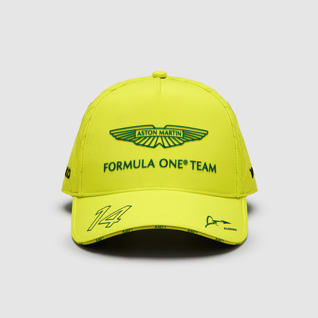 Czapka zespołowa z daszkiem Aston Martin F1 Team Fernando Alonso – limonkowa