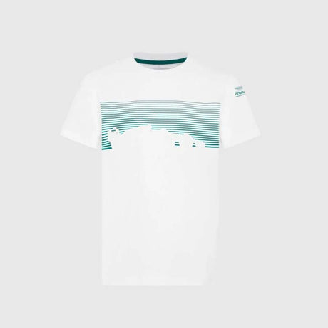 Dziecięca koszulka kibica Aston Martin F1 Team GRAPHIC biała - 152 cm