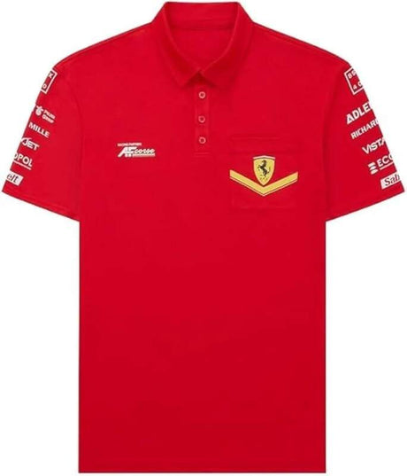 Koszulka polo zespołowa Ferrari Hypercar 499P Le Mans czerwona