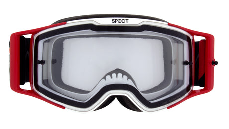 Gogle motocrossowe Red Bull Spect TORP biało-czerwone z przezroczystą szybą