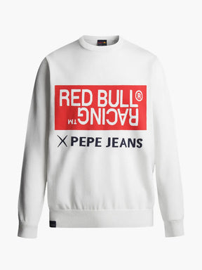 Sweter Pepe Jeans - Red Bull Racing biały z napisem