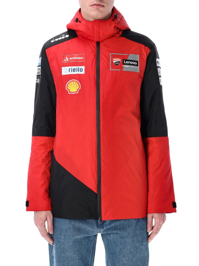 Kurtka z kapturem Ducati Lenovo Team z logo sponsorów – czerwona