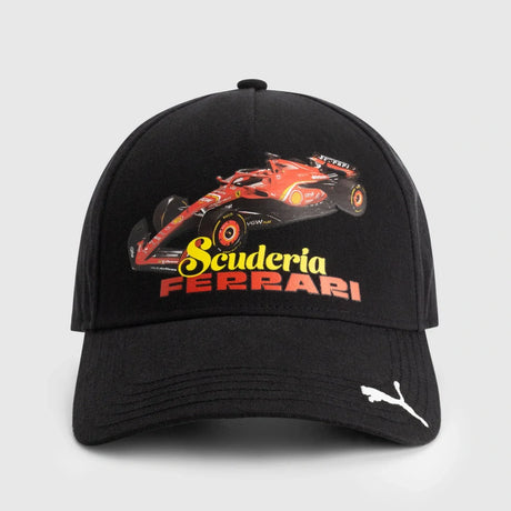 Czapka z daszkiem Scuderia Ferrari F1 z nadrukiem bolidu – czarna