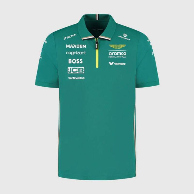 Aston Martin F1 Team team polo shirt with sponsor logos