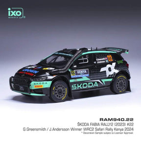 Model IXO Škoda Fabia Rally2 #22 Greensmith/Andersson WRC Safari Rally Kenya 2024