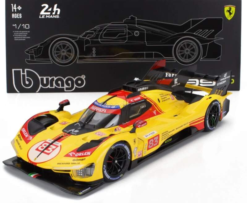 Model Bburago Ferrari 499P NR.83 Le Mans 2024 1:18 AF Corse - edycja Deluxe