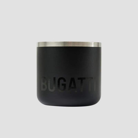 Czarny kubek Bugatti z napisem