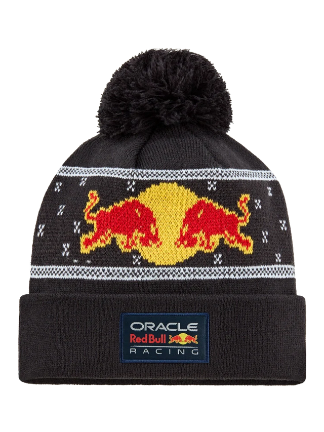Czapka zimowa z pomponem Oracle Red Bull Racing z logo – edycja świąteczna