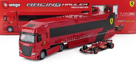 Model Scuderia Ferrari SF-24 Bburago #16 Charles Leclerc 2024 z ciężarówką Iveco