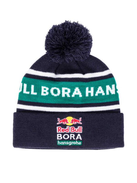 Czapka zimowa z pomponem Red Bull Bora Hansgrohe granatowa z logo