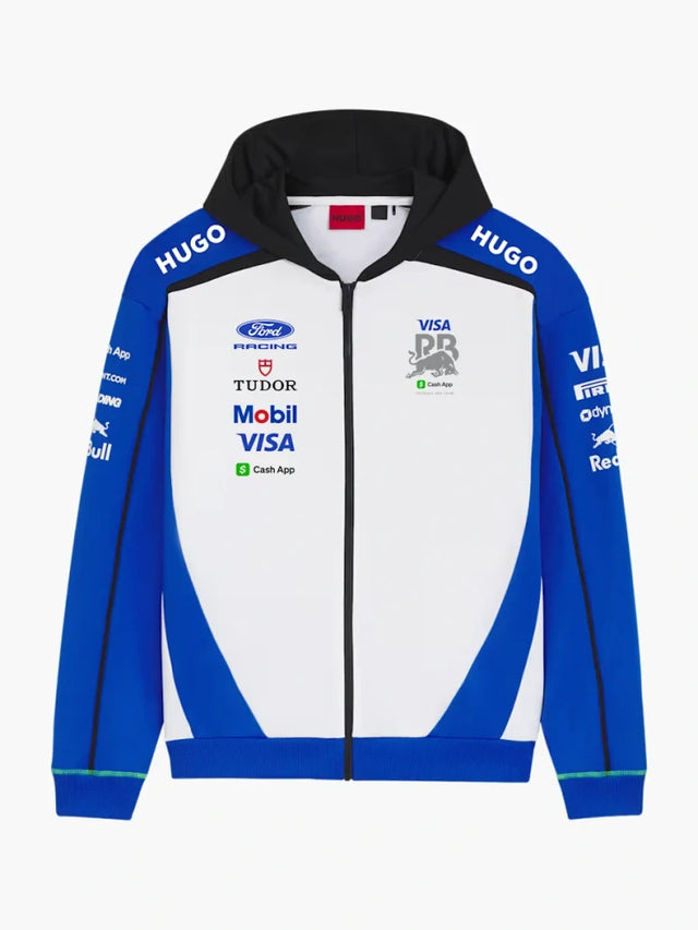 Bluza zespołowa rozpinana z kapturem Visa Cash App Racing Bulls z logo sponsorów – edycja zespołowa
