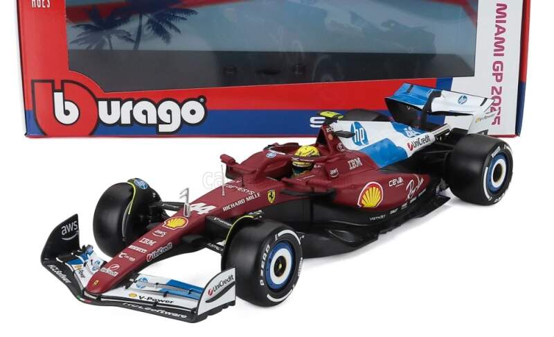 Model Scuderia Ferrari SF-25 BBurago #44 Lewis Hamilton Miami GP