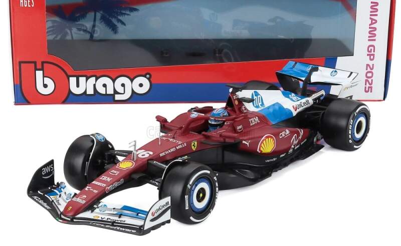 Model Scuderia Ferrari SF-25 BBurago #16 Charles Leclerc Miami GP