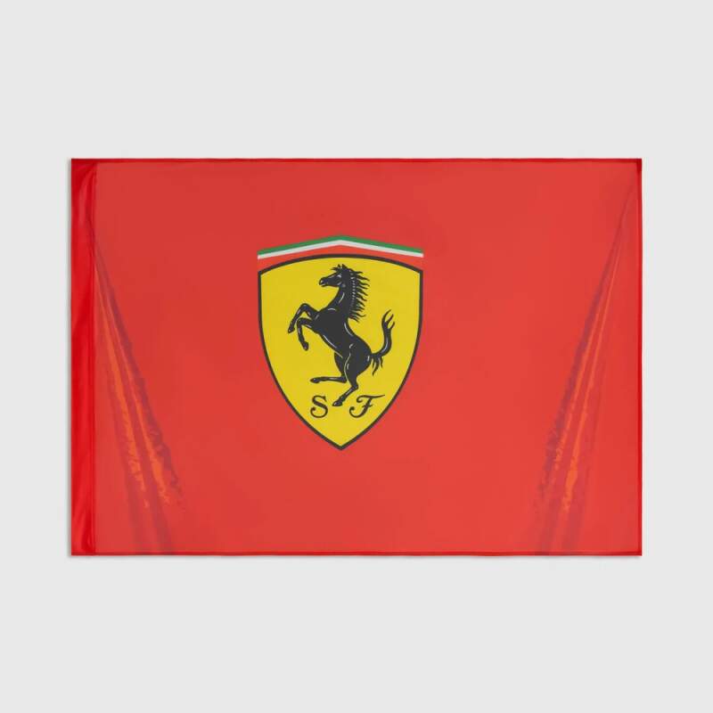 Flaga Scuderia Ferrari F1 z logo czerwona