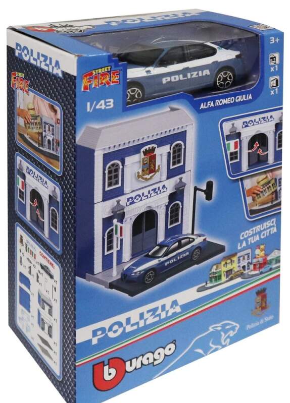 Model Alfa Romeo Giulia Polizia 1:43 + posterunek policji do złożenia