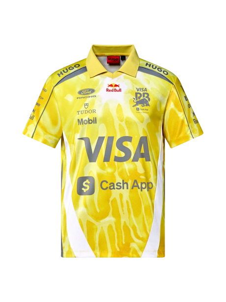 Koszulka polo zespołowa HUGO Visa Cash App Racing Bulls – Miami GP 2026, żółta