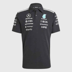 Koszulka polo Adidas - Mercedes AMG Petronas F1 czarna z logo sponsorów - edycja zespołowa