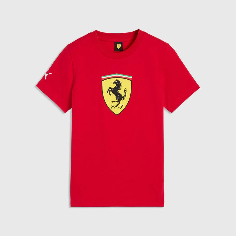 Koszulka dziecięca Scuderia Ferrari z dużą tarczą – czerwona