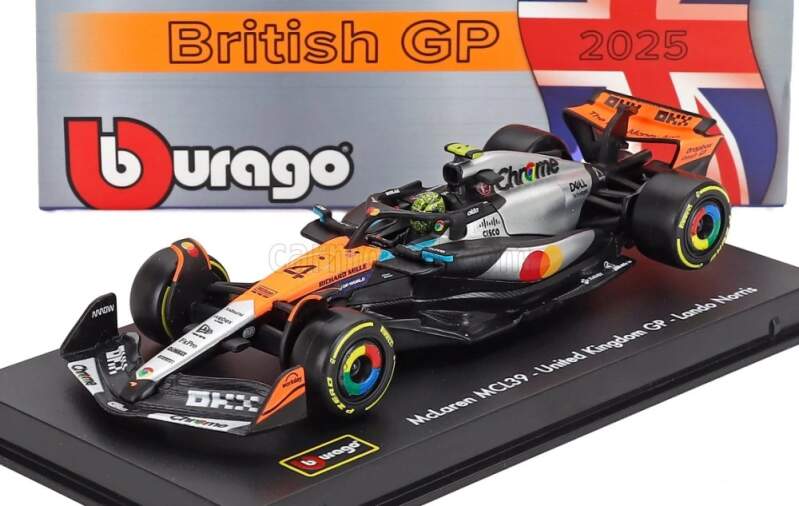 Model McLaren F1 MCL39 Bburago #4 Lando Norris Silverstone 2025 1:43 Signature