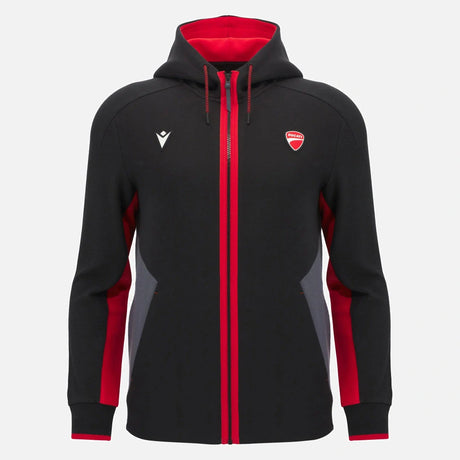 Bluza rozpinana z kapturem Ducati x Macron z logo – czarna